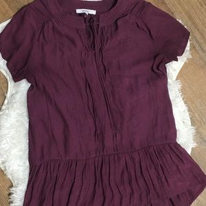 Anthropologie RO & DE maroon ruffle Blouse S